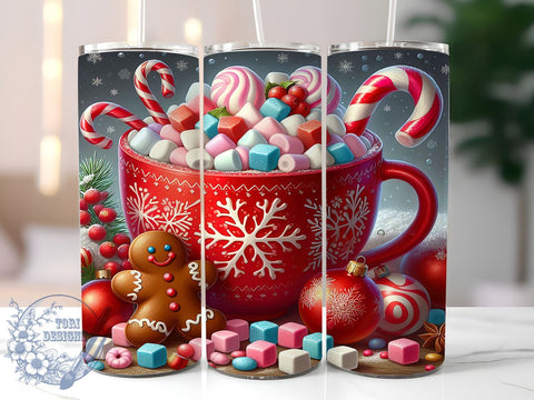 Gingerbread Tumbler, Candy Cane Design, Snowflake Wrap, 20oz Sublimation, Holiday Drinkware, Festive Mug Decor, Christmas Gift Ideas Sublimation ToriDesigns 