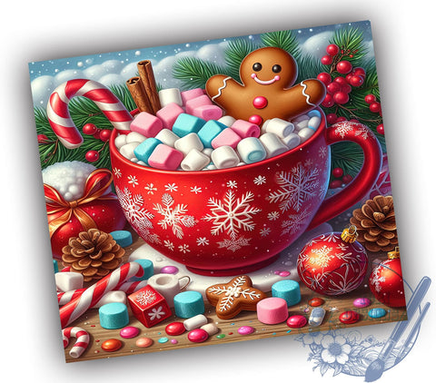 Gingerbread Tumbler, Candy Cane Design, Snowflake Wrap, 20oz Sublimation, Holiday Drinkware, Festive Mug Decor, Christmas Gift Ideas Sublimation ToriDesigns 