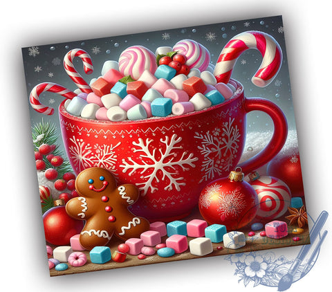 Gingerbread Tumbler, Candy Cane Design, Snowflake Wrap, 20oz Sublimation, Holiday Drinkware, Festive Mug Decor, Christmas Gift Ideas Sublimation ToriDesigns 