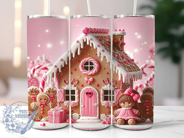 Gingerbread Tumbler, Christmas Family Gift, Pink Gingerbread, Holiday Drinkware, Festive Sublimation, Cute Gingerbread Art, Christmas Kitchen Decor Sublimation ToriDesigns 