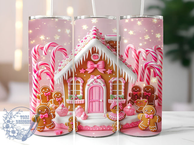 Gingerbread Tumbler, Christmas Family Gift, Pink Gingerbread, Holiday Drinkware, Festive Sublimation, Cute Gingerbread Art, Christmas Kitchen Decor Sublimation ToriDesigns 
