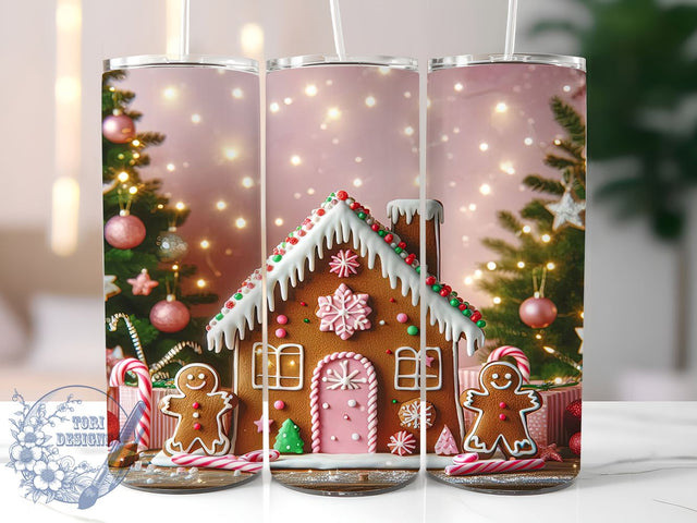 Gingerbread Tumbler, Christmas Family Gift, Pink Gingerbread, Holiday Drinkware, Festive Sublimation, Cute Gingerbread Art, Christmas Kitchen Decor Sublimation ToriDesigns 