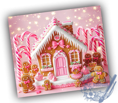 Gingerbread Tumbler, Christmas Family Gift, Pink Gingerbread, Holiday Drinkware, Festive Sublimation, Cute Gingerbread Art, Christmas Kitchen Decor Sublimation ToriDesigns 