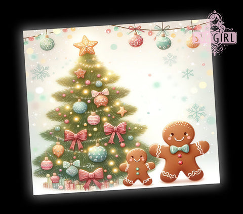 Gingerbread Tumbler, Christmas Tree Design, Holiday Drinkware, Festive Sublimation PNG, Cute Christmas Decor, Sweet Holiday Gift, Gingerbread Decor Sublimation SvggirlplusArt 