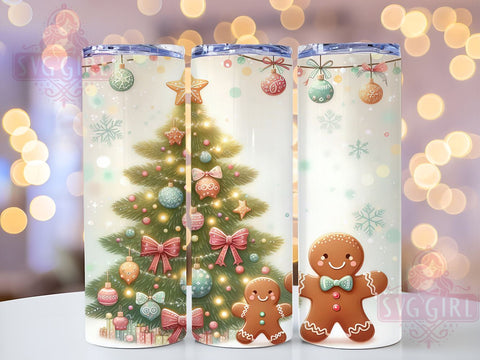 Gingerbread Tumbler, Christmas Tree Design, Holiday Drinkware, Festive Sublimation PNG, Cute Christmas Decor, Sweet Holiday Gift, Gingerbread Decor Sublimation SvggirlplusArt 