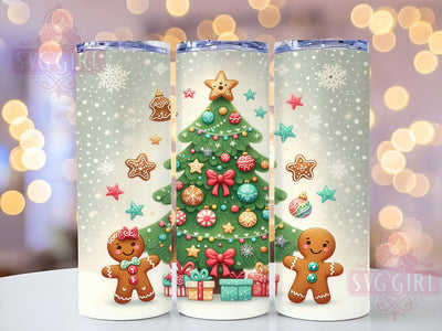 Gingerbread Tumbler, Christmas Tree Design, Holiday Drinkware, Festive Sublimation PNG, Cute Christmas Decor, Sweet Holiday Gift, Gingerbread Decor Sublimation SvggirlplusArt 