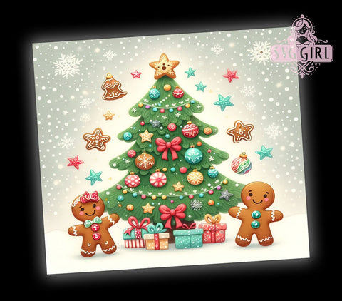 Gingerbread Tumbler, Christmas Tree Design, Holiday Drinkware, Festive Sublimation PNG, Cute Christmas Decor, Sweet Holiday Gift, Gingerbread Decor Sublimation SvggirlplusArt 