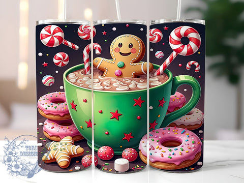 Gingerbread Tumbler, Christmas Tumbler Wrap, 20oz Sublimation, Holiday Drinkware, Cute Mug Design, Winter Tumbler, Festive Cup Wrap Sublimation ToriDesigns 