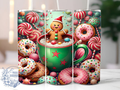 Gingerbread Tumbler, Christmas Tumbler Wrap, 20oz Sublimation, Holiday Drinkware, Cute Mug Design, Winter Tumbler, Festive Cup Wrap Sublimation ToriDesigns 