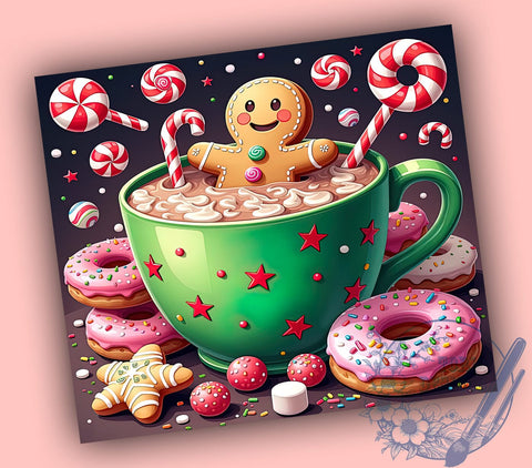 Gingerbread Tumbler, Christmas Tumbler Wrap, 20oz Sublimation, Holiday Drinkware, Cute Mug Design, Winter Tumbler, Festive Cup Wrap Sublimation ToriDesigns 