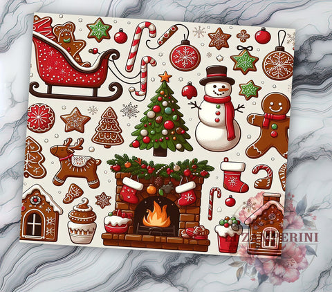 Gingerbread Tumbler, Christmas Tumbler Wrap, Sublimation Design, Holiday Drinkware, 20oz Tumbler, Christmas Gift, Gingerbread Decor Sublimation Li Zamperini 