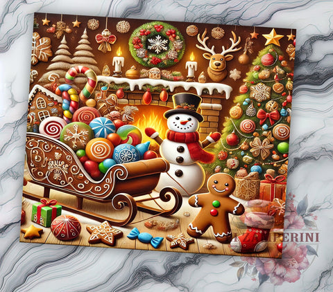 Gingerbread Tumbler, Christmas Tumbler Wrap, Sublimation Design, Holiday Drinkware, 20oz Tumbler, Christmas Gift, Gingerbread Decor Sublimation Li Zamperini 