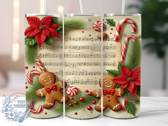 Gingerbread Tumbler Design, Vintage Christmas Tumbler, 20oz Sublimation Wrap, Holiday Drinkware, Christmas Gift, Festive Decor, Digital Download Sublimation ToriDesigns 