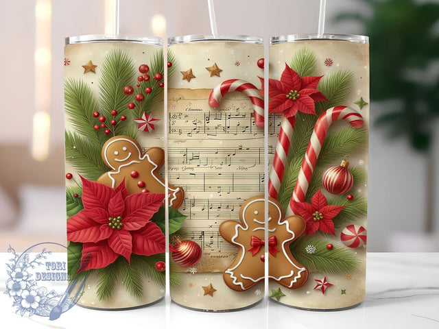 Gingerbread Tumbler Design, Vintage Christmas Tumbler, 20oz Sublimation Wrap, Holiday Drinkware, Christmas Gift, Festive Decor, Digital Download Sublimation ToriDesigns 