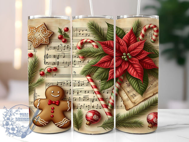 Gingerbread Tumbler Design, Vintage Christmas Tumbler, 20oz Sublimation Wrap, Holiday Drinkware, Christmas Gift, Festive Decor, Digital Download Sublimation ToriDesigns 