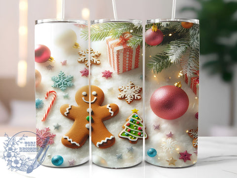 Gingerbread Tumbler, Pink Holiday Decor, Christmas Drinkware, Cute Gingerbread Design, Festive Sublimation PNG, Holiday Gift Idea, Sweet Christmas Decor Sublimation ToriDesigns 