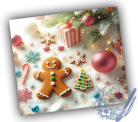 Gingerbread Tumbler, Pink Holiday Decor, Christmas Drinkware, Cute Gingerbread Design, Festive Sublimation PNG, Holiday Gift Idea, Sweet Christmas Decor Sublimation ToriDesigns 