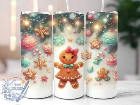 Gingerbread Tumbler, Pink Holiday Decor, Christmas Drinkware, Cute Gingerbread Design, Festive Sublimation PNG, Holiday Gift Idea, Sweet Christmas Decor Sublimation ToriDesigns 