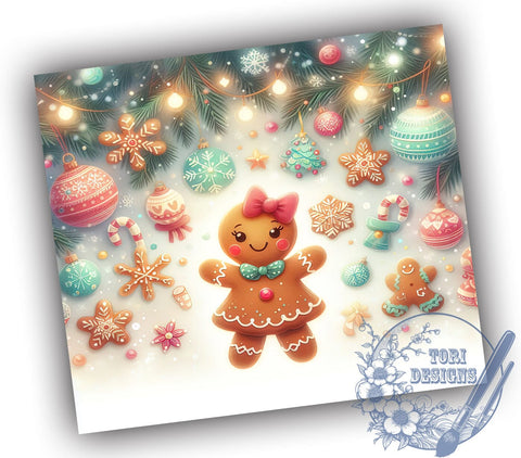 Gingerbread Tumbler, Pink Holiday Decor, Christmas Drinkware, Cute Gingerbread Design, Festive Sublimation PNG, Holiday Gift Idea, Sweet Christmas Decor Sublimation ToriDesigns 