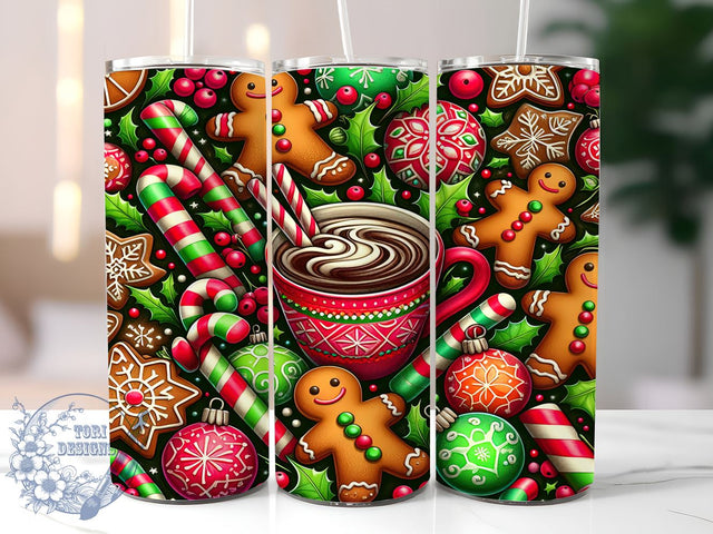 Gingerbread Tumbler Wrap, Christmas Seamless Design, 20oz Sublimation Wrap, Holiday Drinkware, Festive Tumbler Design, Gingerbread Pattern, Cute Christmas Tumbler Sublimation ToriDesigns 
