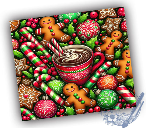 Gingerbread Tumbler Wrap, Christmas Seamless Design, 20oz Sublimation Wrap, Holiday Drinkware, Festive Tumbler Design, Gingerbread Pattern, Cute Christmas Tumbler Sublimation ToriDesigns 
