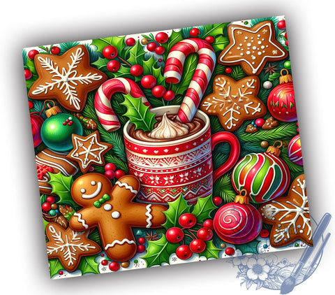 Gingerbread Tumbler Wrap, Christmas Seamless Design, 20oz Sublimation Wrap, Holiday Drinkware, Festive Tumbler Design, Gingerbread Pattern, Cute Christmas Tumbler Sublimation ToriDesigns 
