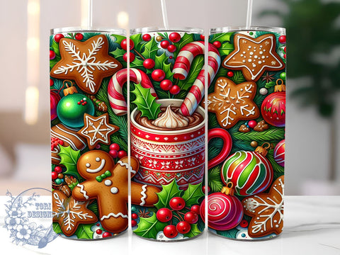 Gingerbread Tumbler Wrap, Christmas Seamless Design, 20oz Sublimation Wrap, Holiday Drinkware, Festive Tumbler Design, Gingerbread Pattern, Cute Christmas Tumbler Sublimation ToriDesigns 