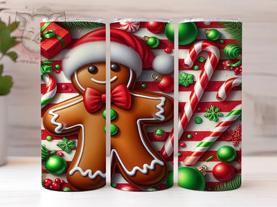 Gingerbread Tumbler Wrap, Christmas Sublimation Design, 20oz Skinny Tumbler, Digital Download, Holiday Decor, Cute Christmas Gifts, PNG File for Sublimation Sublimation Lara' s Designs 