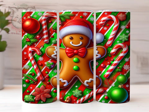 Gingerbread Tumbler Wrap, Christmas Sublimation Design, 20oz Skinny Tumbler, Digital Download, Holiday Decor, Cute Christmas Gifts, PNG File for Sublimation Sublimation Lara' s Designs 