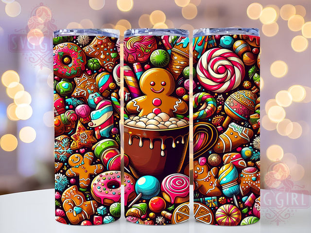 Gingerbread Tumbler Wrap, Christmas Tumbler Design, Seamless Pattern Tumbler, 20oz Sublimation Tumbler, Holiday Drinkware, Festive Tumbler, Gingerbread Cookie Tumbler Sublimation SvggirlplusArt 