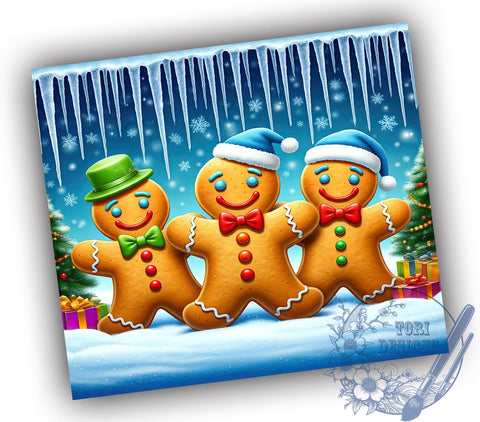 Gingerbread Tumbler Wrap, Cute Christmas Tumbler, Gingerbread Design Tumbler, 20oz Sublimation Wrap, Digital Download Tumbler, Holiday Drinkware, Festive Gingerbread Art, Christmas Cookie Sublimation ToriDesigns 