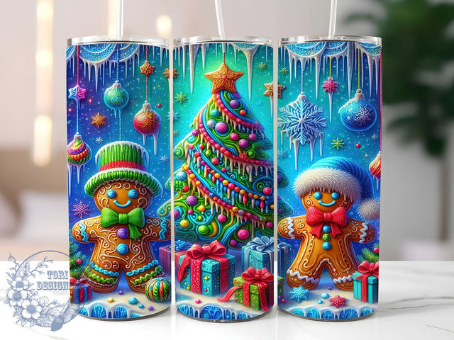 Gingerbread Tumbler Wrap, Cute Christmas Tumbler, Gingerbread Design Tumbler, 20oz Sublimation Wrap, Digital Download Tumbler, Holiday Drinkware, Festive Gingerbread Art, Christmas Cookie Sublimation ToriDesigns 
