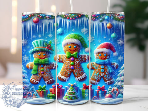Gingerbread Tumbler Wrap, Cute Christmas Tumbler, Gingerbread Design Tumbler, 20oz Sublimation Wrap, Digital Download Tumbler, Holiday Drinkware, Festive Gingerbread Art, Christmas Cookie Sublimation ToriDesigns 