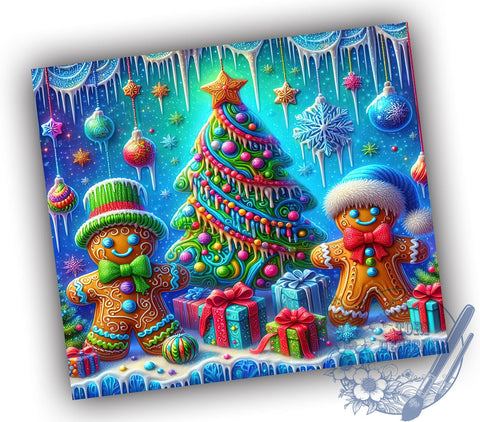 Gingerbread Tumbler Wrap, Cute Christmas Tumbler, Gingerbread Design Tumbler, 20oz Sublimation Wrap, Digital Download Tumbler, Holiday Drinkware, Festive Gingerbread Art, Christmas Cookie Sublimation ToriDesigns 
