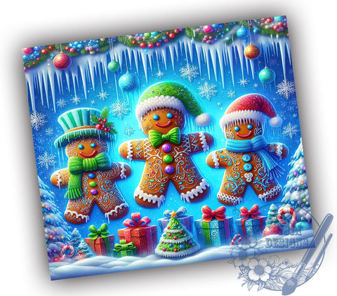 Gingerbread Tumbler Wrap, Cute Christmas Tumbler, Gingerbread Design Tumbler, 20oz Sublimation Wrap, Digital Download Tumbler, Holiday Drinkware, Festive Gingerbread Art, Christmas Cookie Sublimation ToriDesigns 