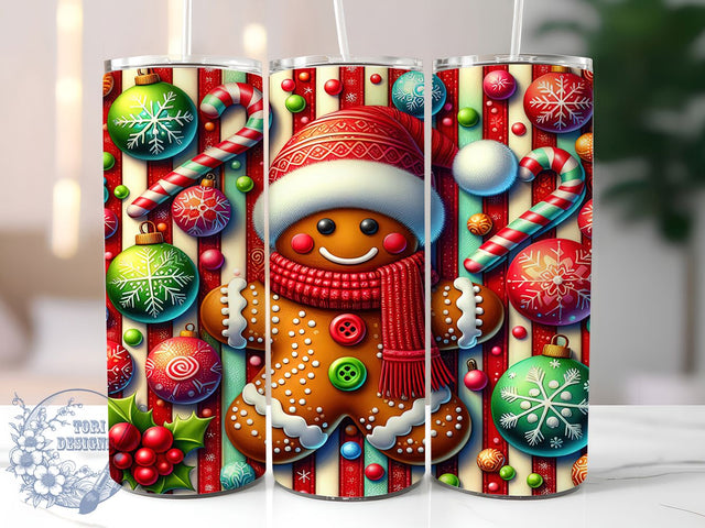 Gingerbread Winter Christmas Tumbler, Holiday Cookie Wrap, Festive Gingerbread Sublimation Design, Cute Christmas Cup, 20Oz Skinny Tumbler Wrap, Sweet Holiday Mug, Winter Cookie Design Sublimation ToriDesigns 