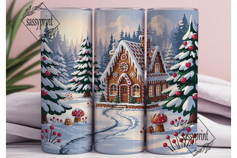 Gingerbread Winter House Skinny Tumbler Sublimation sassyprint 