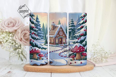 Gingerbread Winter House Skinny Tumbler Sublimation sassyprint 