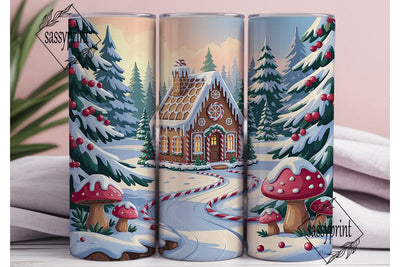 Gingerbread Winter House Skinny Tumbler Sublimation sassyprint 