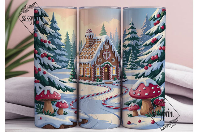 Gingerbread Winter House Skinny Tumbler Sublimation sassyprint 