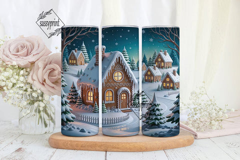 Gingerbread Winter Village 20oz Tumbler Sublimation sassyprint 