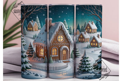 Gingerbread Winter Village 20oz Tumbler Sublimation sassyprint 