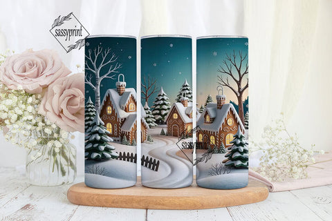 Gingerbread Winter Village 20oz Tumbler Sublimation sassyprint 