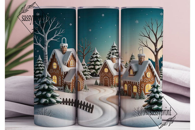 Gingerbread Winter Village 20oz Tumbler Sublimation sassyprint 