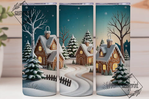 Gingerbread Winter Village 20oz Tumbler Sublimation sassyprint 