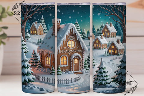 Gingerbread Winter Village 20oz Tumbler Sublimation sassyprint 
