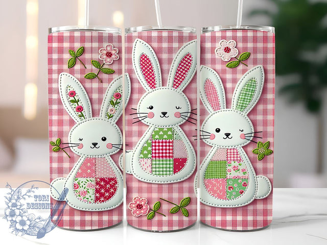 Gingham Bunny Spring 20oz Tumbler, Spring Tumbler Wrap, 20oz Sublimation Design, Felt Bunny Decor, Easter Tumbler Wrap, Custom Spring Drinkware, Bunny Sublimation Design Sublimation ToriDesigns 