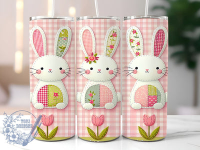 Gingham Bunny Spring 20oz Tumbler, Spring Tumbler Wrap, 20oz Sublimation Design, Felt Bunny Decor, Easter Tumbler Wrap, Custom Spring Drinkware, Bunny Sublimation Design Sublimation ToriDesigns 
