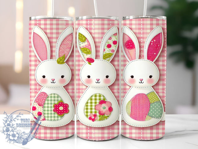 Gingham Bunny Spring 20oz Tumbler, Spring Tumbler Wrap, 20oz Sublimation Design, Felt Bunny Decor, Easter Tumbler Wrap, Custom Spring Drinkware, Bunny Sublimation Design Sublimation ToriDesigns 