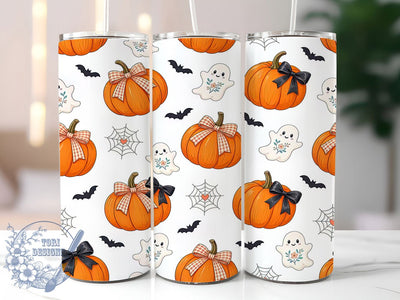 Gingham Ghost Halloween 20oz Tumbler, Gingham Pattern, Ghost Motif, Halloween Accent, Sublimation Wrap, 20oz Tumbler, Festive Aesthetic, Spooky Charm Sublimation ToriDesigns 